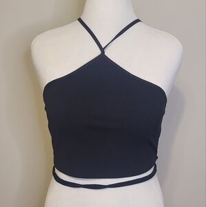 NWT Abercrombie Black Seamless Ribbed Halter Tank Sz XL